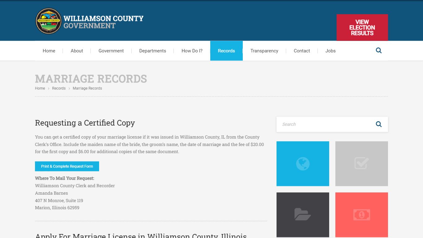 Marriage Records - Williamson County, Illinois